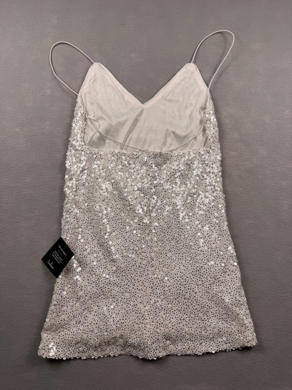 Lulu’s Force of Fashion White Backless Sequin Mini Slip Dress Size Small Bride - Picture 3 of 8